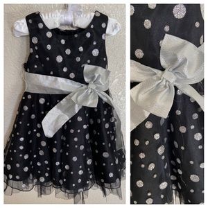 Beautiful black toddler dress w glitter dot & sash